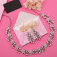 Tehzeeb Creations Silver Pleated White Diamond With Baby Pink Beads Necklace Set - Swadesiicart