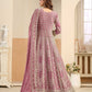 Anaita Peach Faux Georgette Anarkali Suit With Embroidery Work