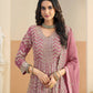 Anaita Peach Faux Georgette Anarkali Suit With Embroidery Work
