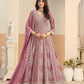 Anaita Peach Faux Georgette Anarkali Suit With Embroidery Work