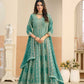 Anaita Turquoise Faux Georgette Anarkali Suit With Embroidery Work