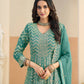 Anaita Turquoise Faux Georgette Anarkali Suit With Embroidery Work