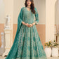 Anaita Turquoise Faux Georgette Anarkali Suit With Embroidery Work