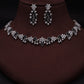 Tehzeeb Creations Silver Pleated White Diamond With Baby Black Beads Necklace Set - Swadesiicart