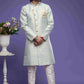 Raivat Ethnic Banarasi Jacquard Embroidery Semi Indo Western Sherwani In Sky Blue Colour | Swadesiicart