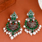 Shoshaa Silver-Plated Green Handcrafted Drop Earrings With Pearl | Swadesiicart