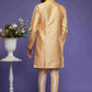 Raivat Ethnic Banarasi Jacquard Embroidery Semi Indo Western Sherwani In Yellow Colour | Swadesiicart