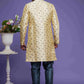 Raivat Ethnic Banarasi Jacquard Embroidery Semi Indo Western Sherwani In Gold Colour | Swadesiicart