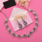 Tehzeeb Creations Silver Pleated White Diamond With Baby Blue Beads Necklace Set - Swadesiicart