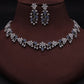 Tehzeeb Creations Silver Pleated White Diamond With Baby Blue Beads Necklace Set - Swadesiicart