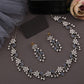 Tehzeeb Creations Silver Pleated White Diamond With Baby Blue Beads Necklace Set - Swadesiicart
