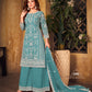 Anaita Teal Embroidered Net Plazzo Suit