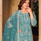 Anaita Teal Embroidered Net Plazzo Suit