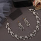Tehzeeb Creations Silver Pleated White Diamond With Grey Beads Necklace Set - Swadesiicart