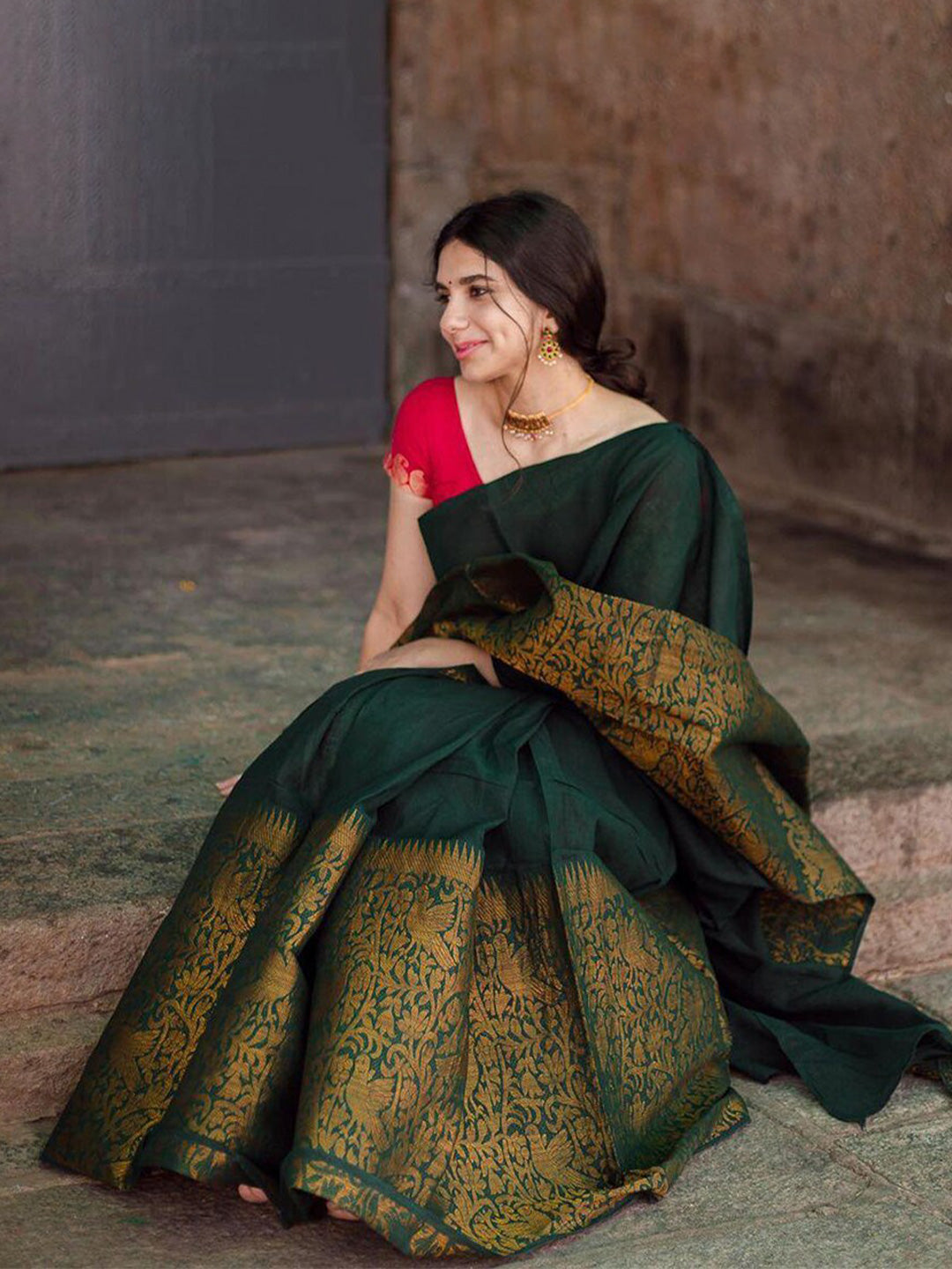 Kalini Ethnic Motifs Zari Banarasi Silk Saree | Swadesiicart