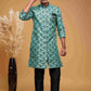 Raivat Ethnic Banarasi Jacquard Embroidery Semi Indo Western Sherwani In Green Colour | Swadesiicart