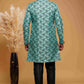 Raivat Ethnic Banarasi Jacquard Embroidery Semi Indo Western Sherwani In Green Colour | Swadesiicart