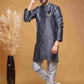 Raivat Ethnic Banarasi Jacquard Embroidery Semi Indo Western Sherwani In Blue Colour | Swadesiicart