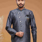 Raivat Ethnic Banarasi Jacquard Embroidery Semi Indo Western Sherwani In Blue Colour | Swadesiicart