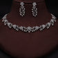 Tehzeeb Creations Silver Pleated White Diamond With Grey Beads Necklace Set - Swadesiicart