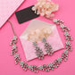 Tehzeeb Creations Silver Pleated White Diamond With Grey Beads Necklace Set - Swadesiicart
