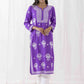 HOUSE OF KARI Ethnic Motifs Chikankari Embroidered Notched Round Neck Straight Kurta | Swadesiicart