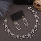 Tehzeeb Creations Silver Pleated White Diamond With Lavender Beads Necklace Set - Swadesiicart