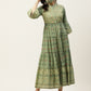 Juniper Womens Pista Green Cambric Printed Tiered Maxi Dress | Swadesiicart