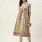 Juniper Womens Beige Cambric Printed Flared Kurta - Swadesiicart