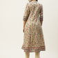 Juniper Womens Beige Cambric Printed Flared Kurta - Swadesiicart