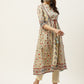Juniper Womens Beige Cambric Printed Flared Kurta - Swadesiicart