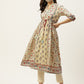 Juniper Womens Beige Cambric Printed Flared Kurta - Swadesiicart