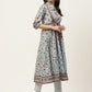 Juniper Womens Blue Cambric Printed Flared Kurta | Swadesiicart