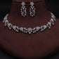 Tehzeeb Creations Silver Pleated White Diamond With Lavender Beads Necklace Set - Swadesiicart