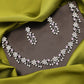 Tehzeeb Creations Silver Pleated White Diamond With Lavender Beads Necklace Set - Swadesiicart