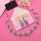 Tehzeeb Creations Silver Pleated White Diamond With Lavender Beads Necklace Set - Swadesiicart