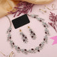 Tehzeeb Creations Silver Pleated White Diamond With Maroon Beads Necklace Set - Swadesiicart