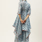 Juniper Women Blue Cambric Printed Asymmetric Clothing Set | Swadesiicart