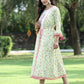 Juniper Women's Limegreen Cambric Embroidered & Printed Jacket Style Kurta | Swadesiicart