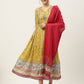 Juniper Womens Yellow Cambric Printed Maxi Dress | Swadesiicart