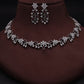 Tehzeeb Creations Silver Pleated White Diamond With Maroon Beads Necklace Set - Swadesiicart