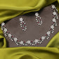 Tehzeeb Creations Silver Pleated White Diamond With Maroon Beads Necklace Set - Swadesiicart