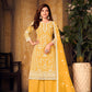 Anaita Yellow Embroidered Net Plazzo Suit