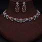 Tehzeeb Creations Silver Pleated White Diamond With Orange Beads Necklace Set - Swadesiicart