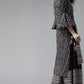 Juniper Women's Black Cambric Printed High-Low Kurta Sets | Swadesiicart