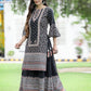 Juniper Womens Black Cambric Multicolor Placement Printed Kurta Palazzo Set | Swadesiicart