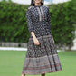 Juniper Women's Black Cambric Printed Tiered Dress | Swadesiicart