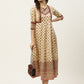 Juniper Women's Cream Cambric Printed Anarkali Dress | Swadesiicart