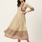 Juniper Women's Cream Cambric Printed Anarkali Dress | Swadesiicart
