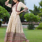 Juniper Women's Cream Cambric Printed Anarkali Dress | Swadesiicart